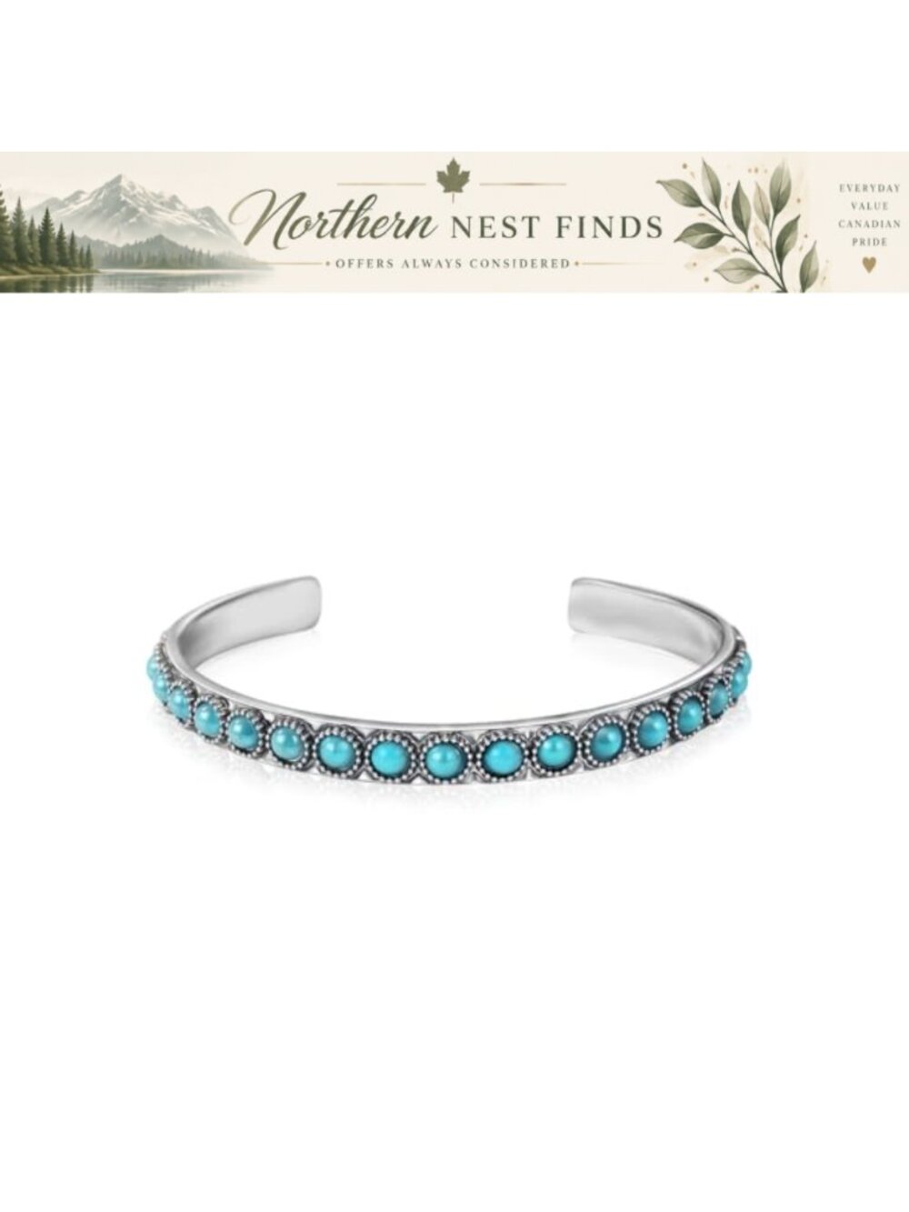Turquoise Cuff Bracelet Western Bohemian Bangle Cowgirl Gift Women